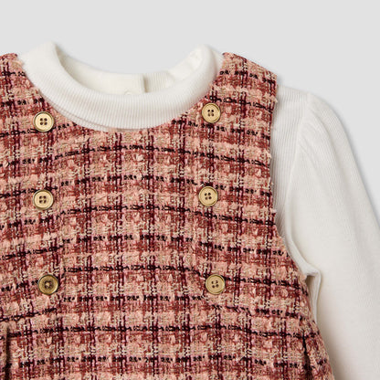 Giggles Textured Pinafore with Top and Tights