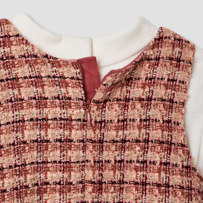 Giggles Textured Pinafore with Top and Tights
