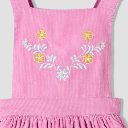 Giggles Collared Long Sleeves Top and Pinafore Dress with Tights