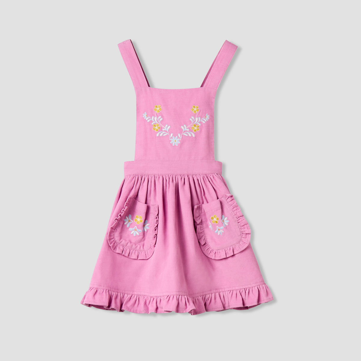 Giggles Collared Long Sleeves Top and Pinafore Dress with Tights