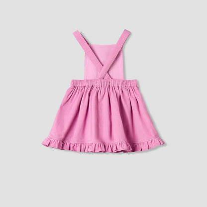Giggles Collared Long Sleeves Top and Pinafore Dress with Tights