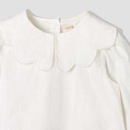 Giggles Collared Long Sleeves Top and Pinafore Dress with Tights