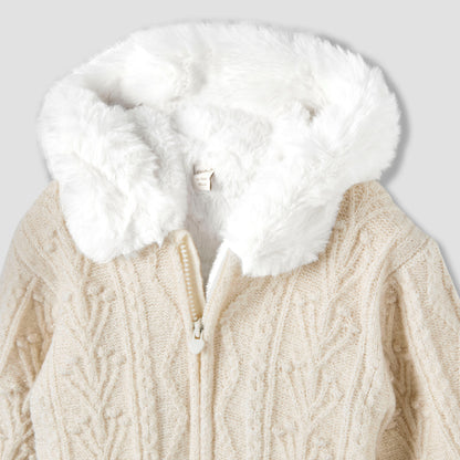 Giggles Textured Hooded Sleepsuit with Long Sleeves