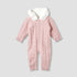 Giggles Textured Hooded Romper with Long Sleeves - Pink / 12-18 mths