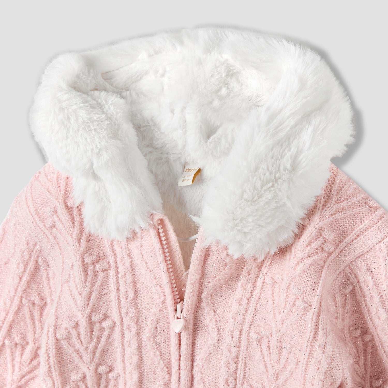 Giggles Textured Hooded Romper with Long Sleeves
