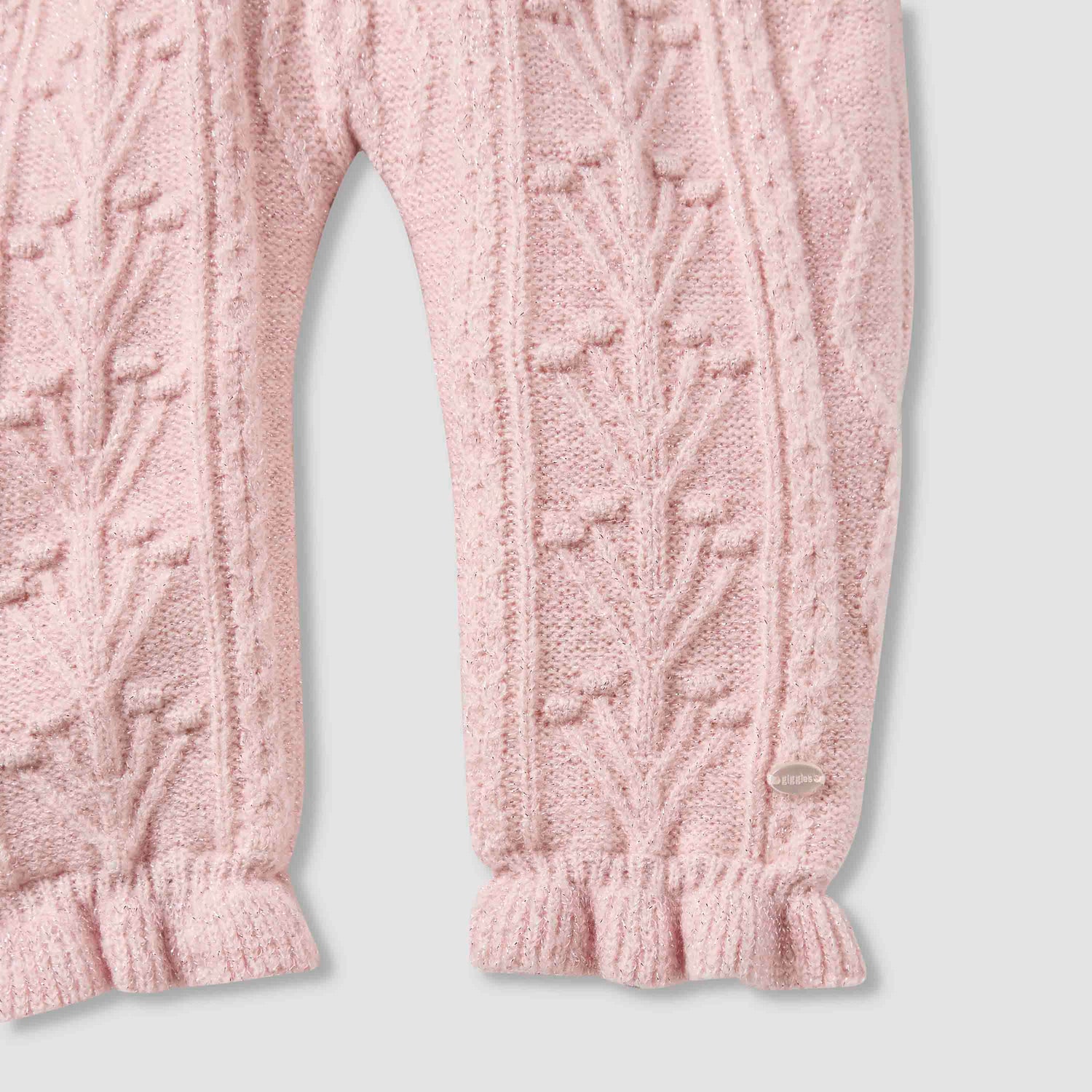 Giggles Textured Hooded Romper with Long Sleeves