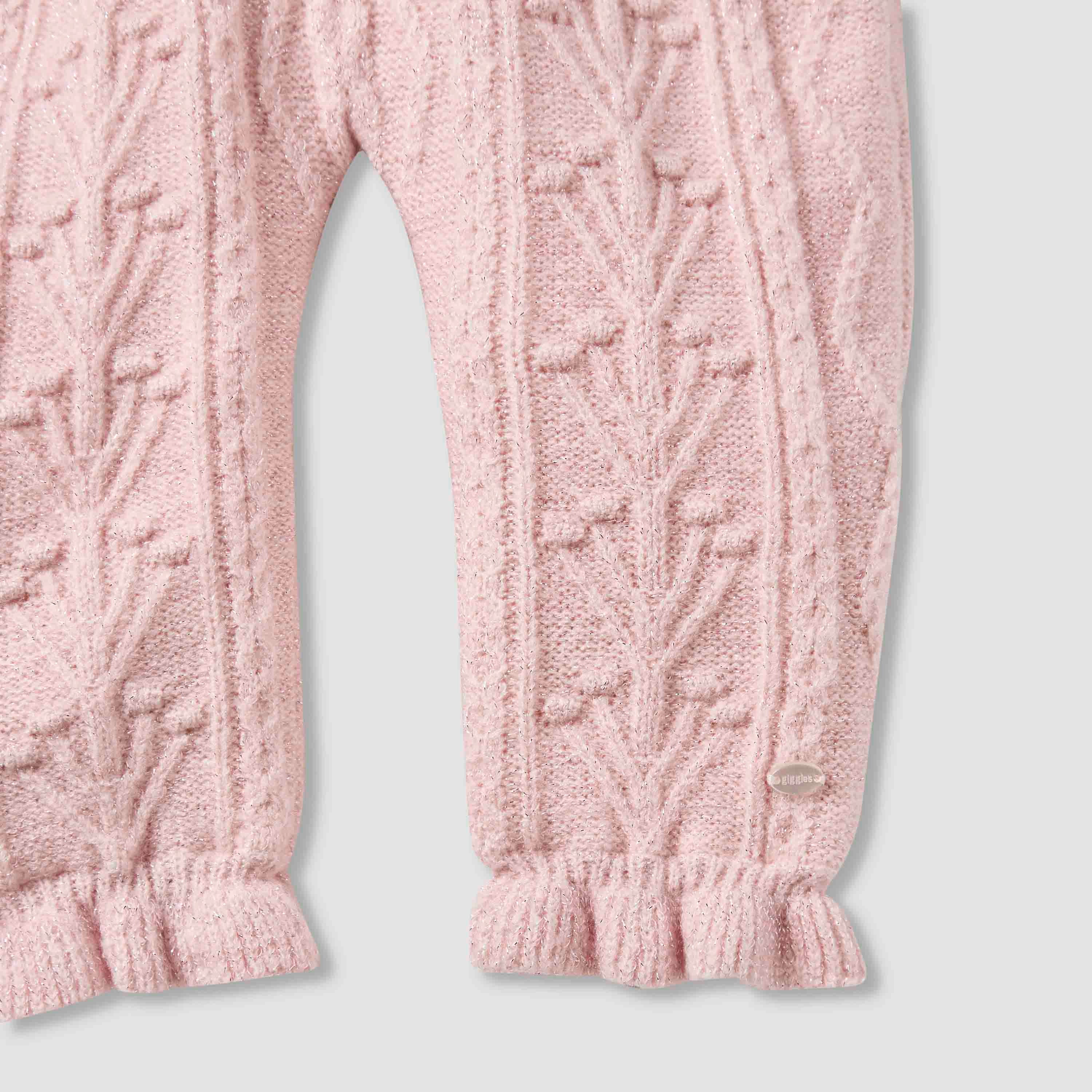 Giggles Textured Hooded Romper with Long Sleeves