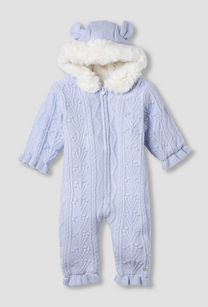 Giggles Textured Hooded Sleepsuit with Long Sleeves-undefined-image-1