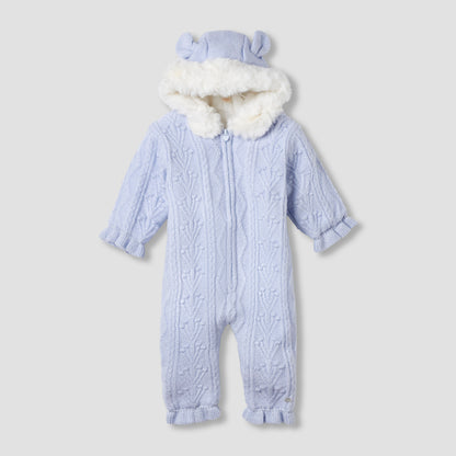 Giggles Textured Hooded Sleepsuit with Long Sleeves