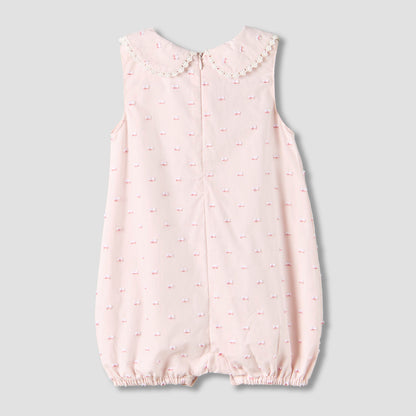 Giggles Peter Pan Collar Sleeveless Romper with Lace Detail