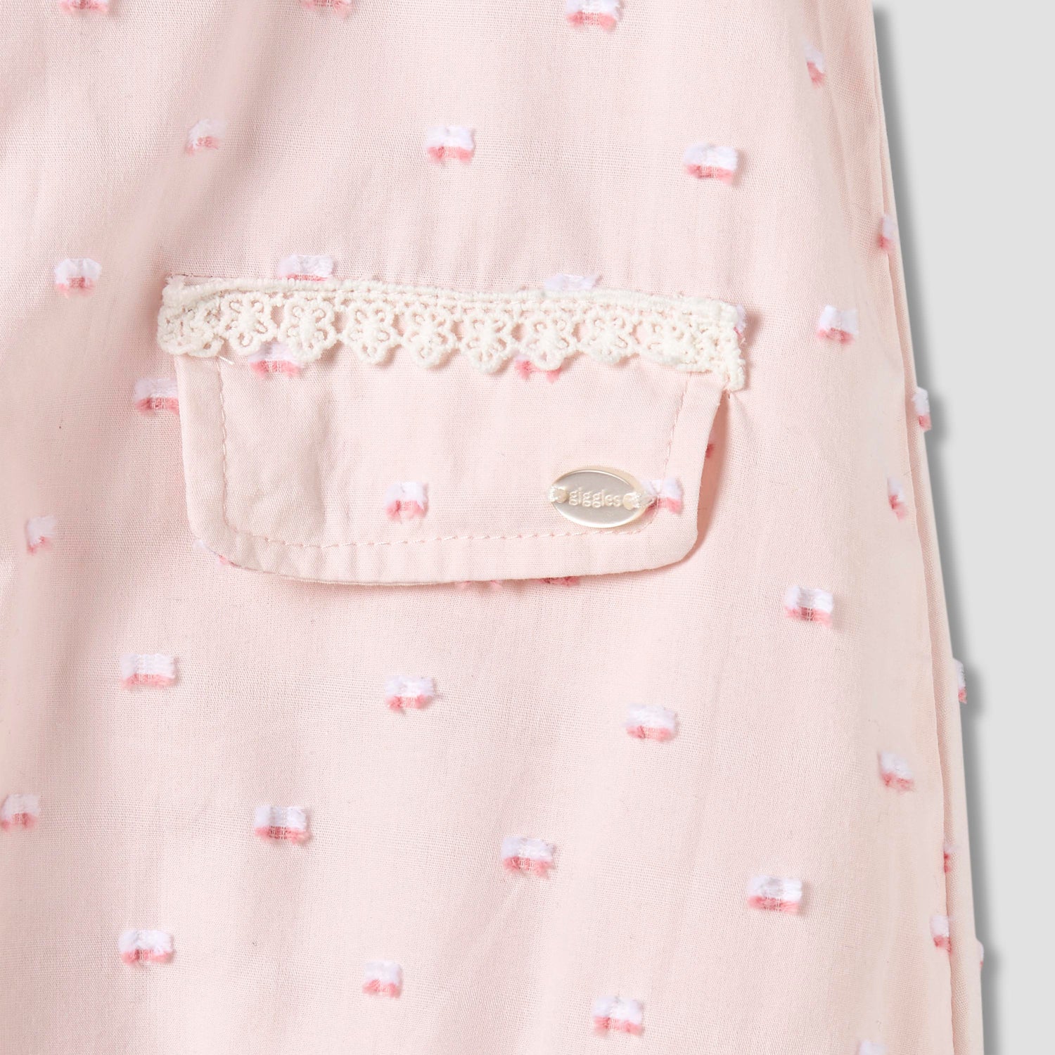 Giggles Peter Pan Collar Sleeveless Romper with Lace Detail