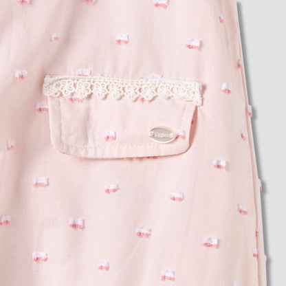 Giggles Peter Pan Collar Sleeveless Romper with Lace Detail