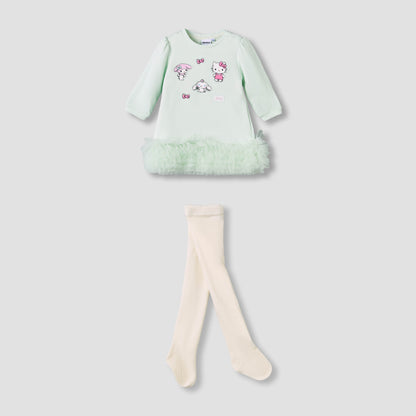 Sanrio Round Neck Long Sleeves Dress with Tights