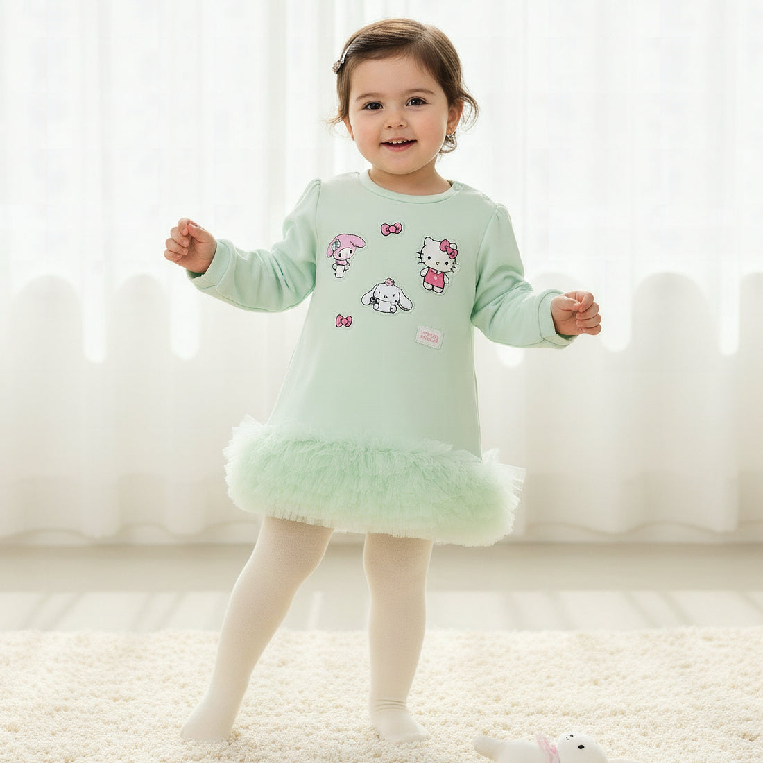 Sanrio Round Neck Long Sleeves Dress with Tights - Multicolour / 24-36 mths