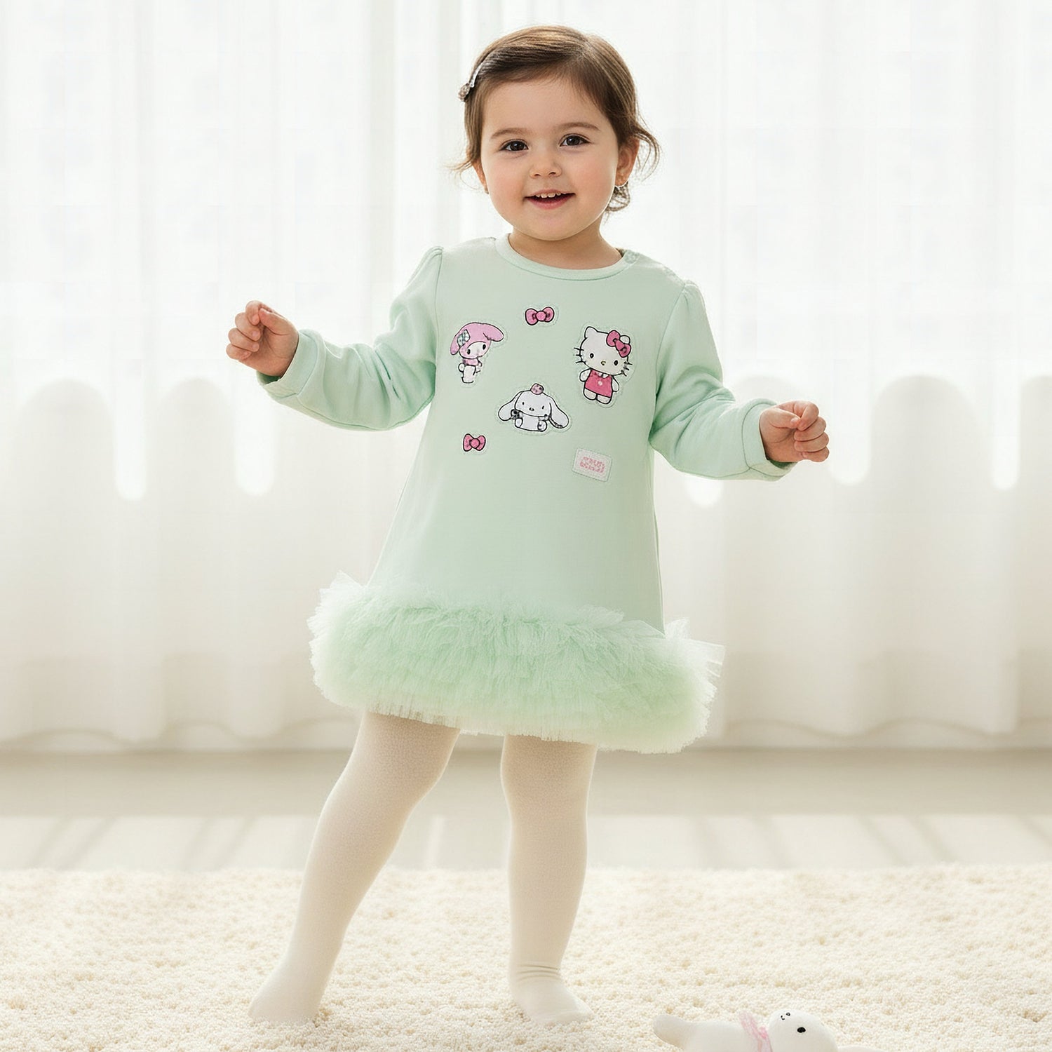 Sanrio Round Neck Long Sleeves Dress with Tights - Multicolour / 24-36 mths