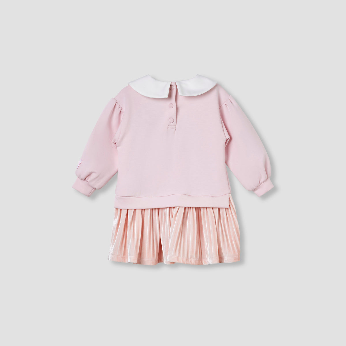 Sanrio Collared Long Sleeves Knee Length Dress with Hello Kitty Print