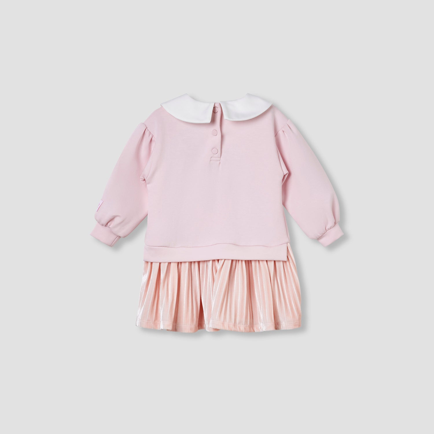Sanrio Collared Long Sleeves Knee Length Dress with Hello Kitty Print