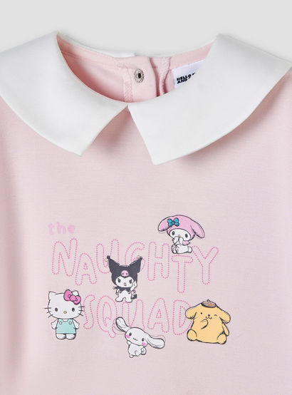 Sanrio Collared Long Sleeves Knee Length Dress with Hello Kitty Print-baby-girls-clothing-dressesandjumpsuits-image-3