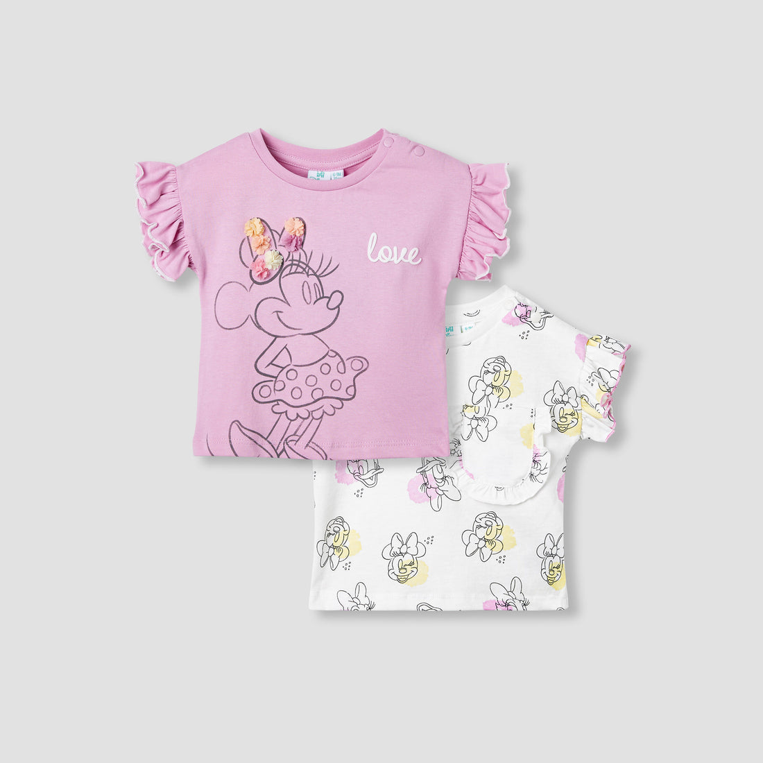 Disney Minnie Mouse Print T-shirt with Ruffles - Set of 2 - Multicolour / 12-18 mths