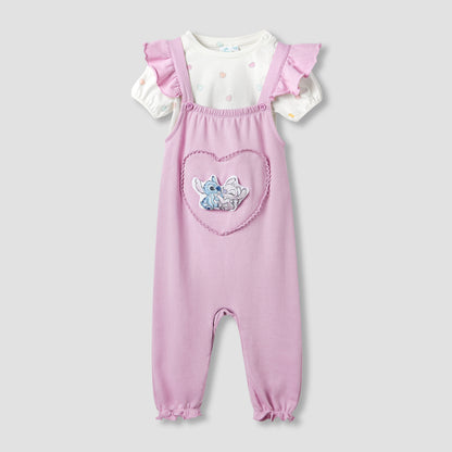 Disney Heart Print T-shirt and Dungarees Set - Pink / 12-18 mths