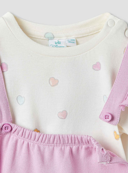 Disney Heart Print T-shirt and Dungarees Set-baby-girls-clothing-setsandcoords-image-4