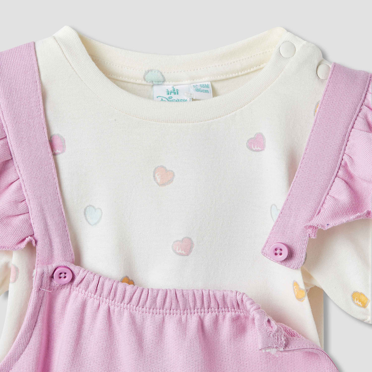 Disney Heart Print T-shirt and Dungarees Set