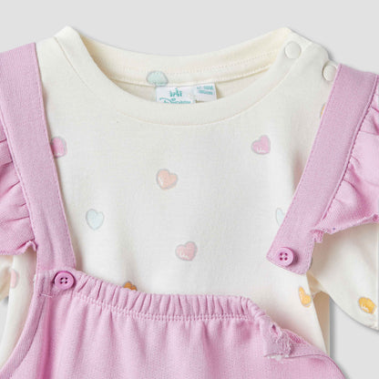 Disney Heart Print T-shirt and Dungarees Set
