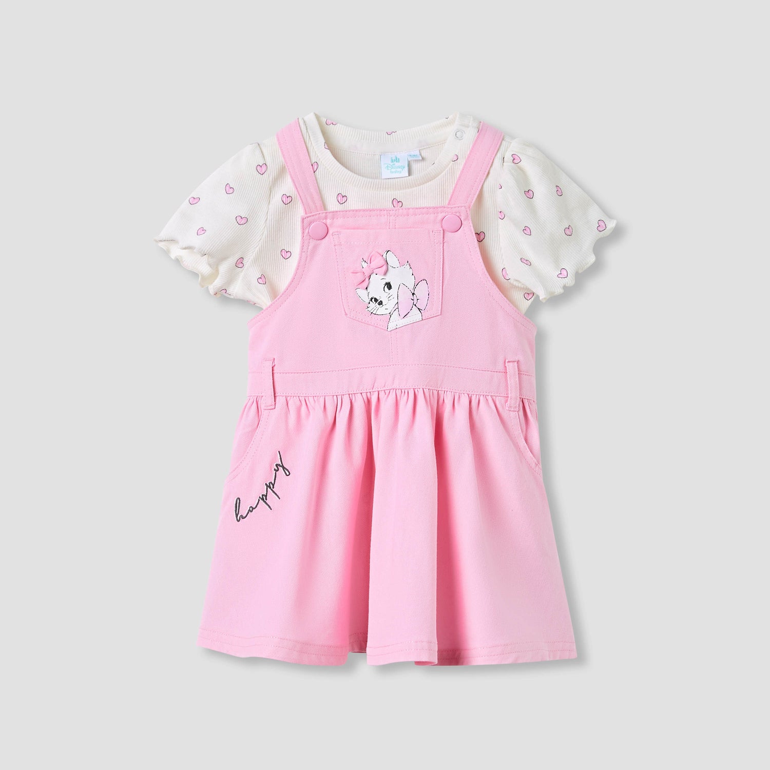 Disney Marie Cat Pinafore Dress and Printed Top Set - Pink / 12-18 mths