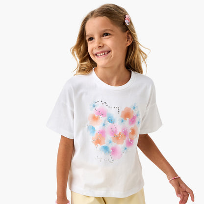 Juniors Sequinned T-shirt with Short Sleeves