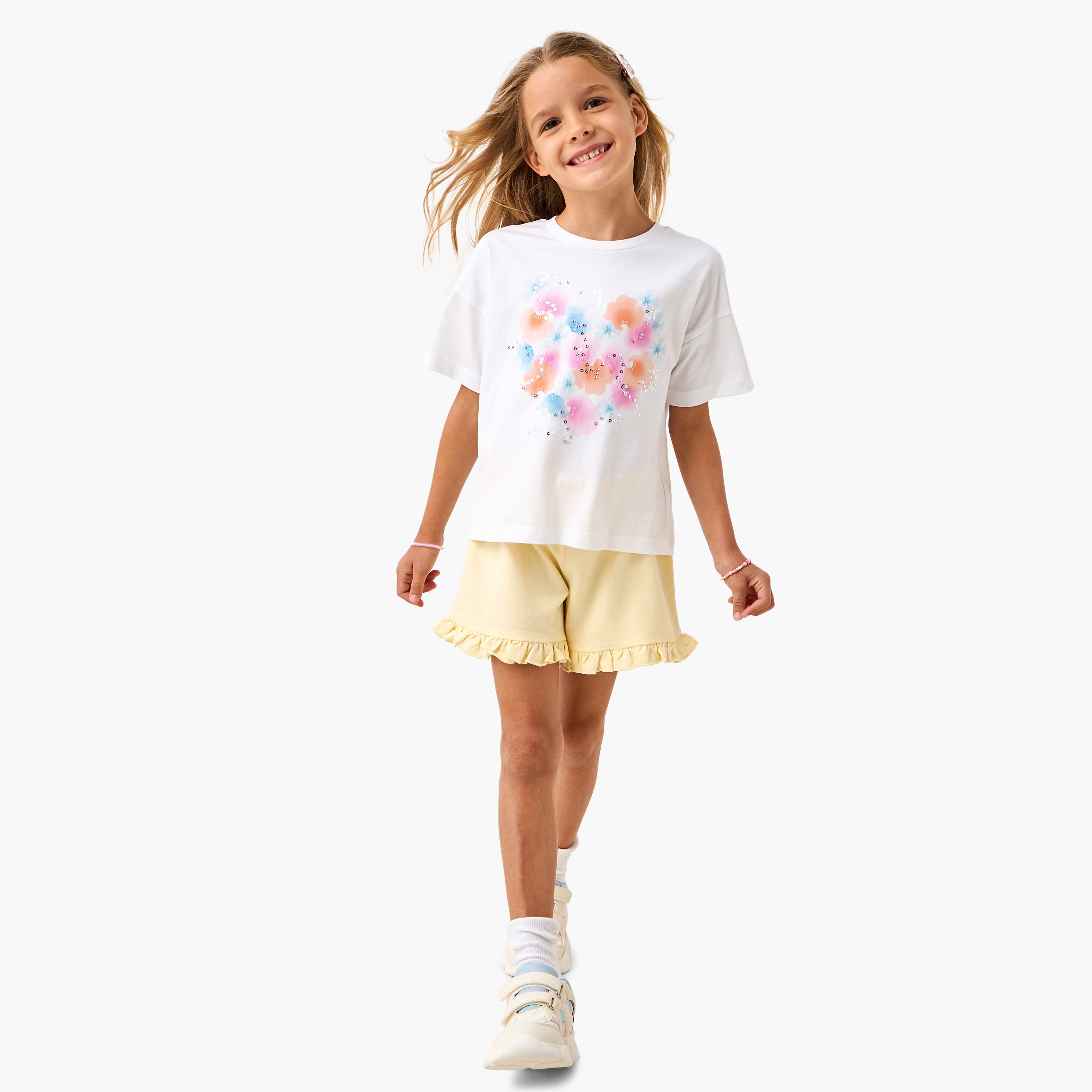Juniors Sequinned T-shirt with Short Sleeves