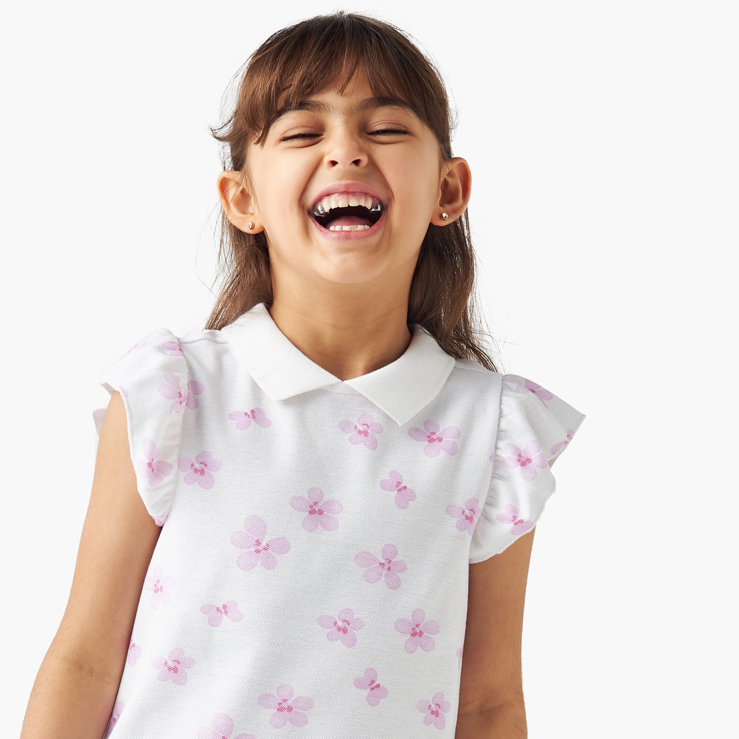 Juniors Printed Polo T-shirt with Short Sleeves