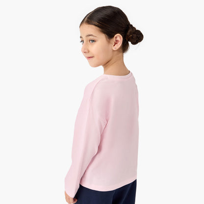 Juniors Teddy Bear Print T-shirt with Long Sleeves