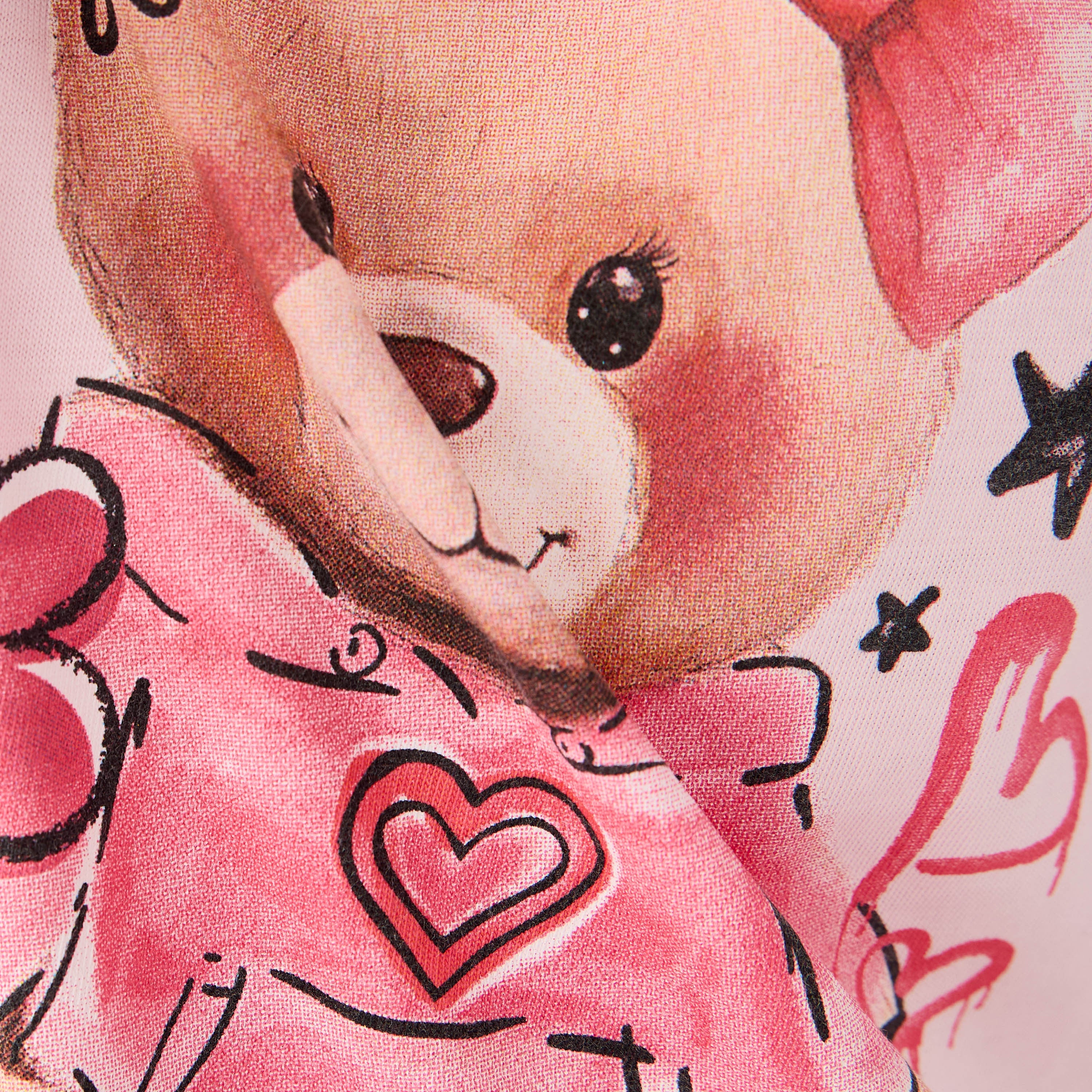 Juniors Teddy Bear Print T-shirt with Long Sleeves