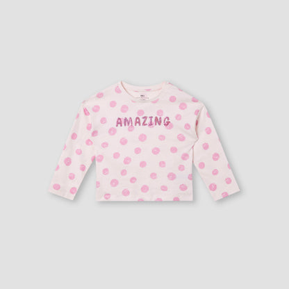 Juniors Printed T-shirt with Long Sleeves