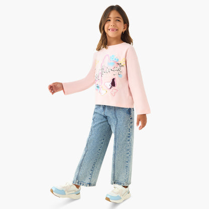 Juniors Printed T-shirt with Long Sleeves