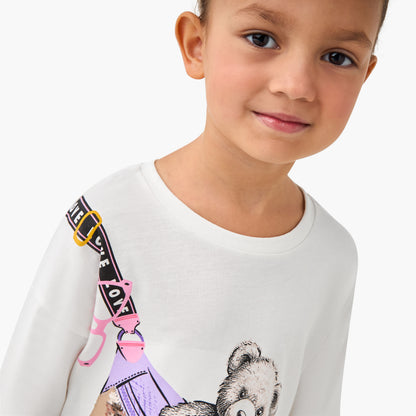 Juniors Crew Neck Long Sleeve T-shirt with Sequin Detail