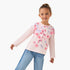 Juniors Crew Neck Long Sleeve T-shirt with Floral Applique - Pink / 1-2 yrs