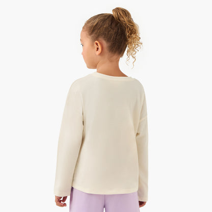 Juniors Round Neck Long Sleeve T-shirt with Embellishment