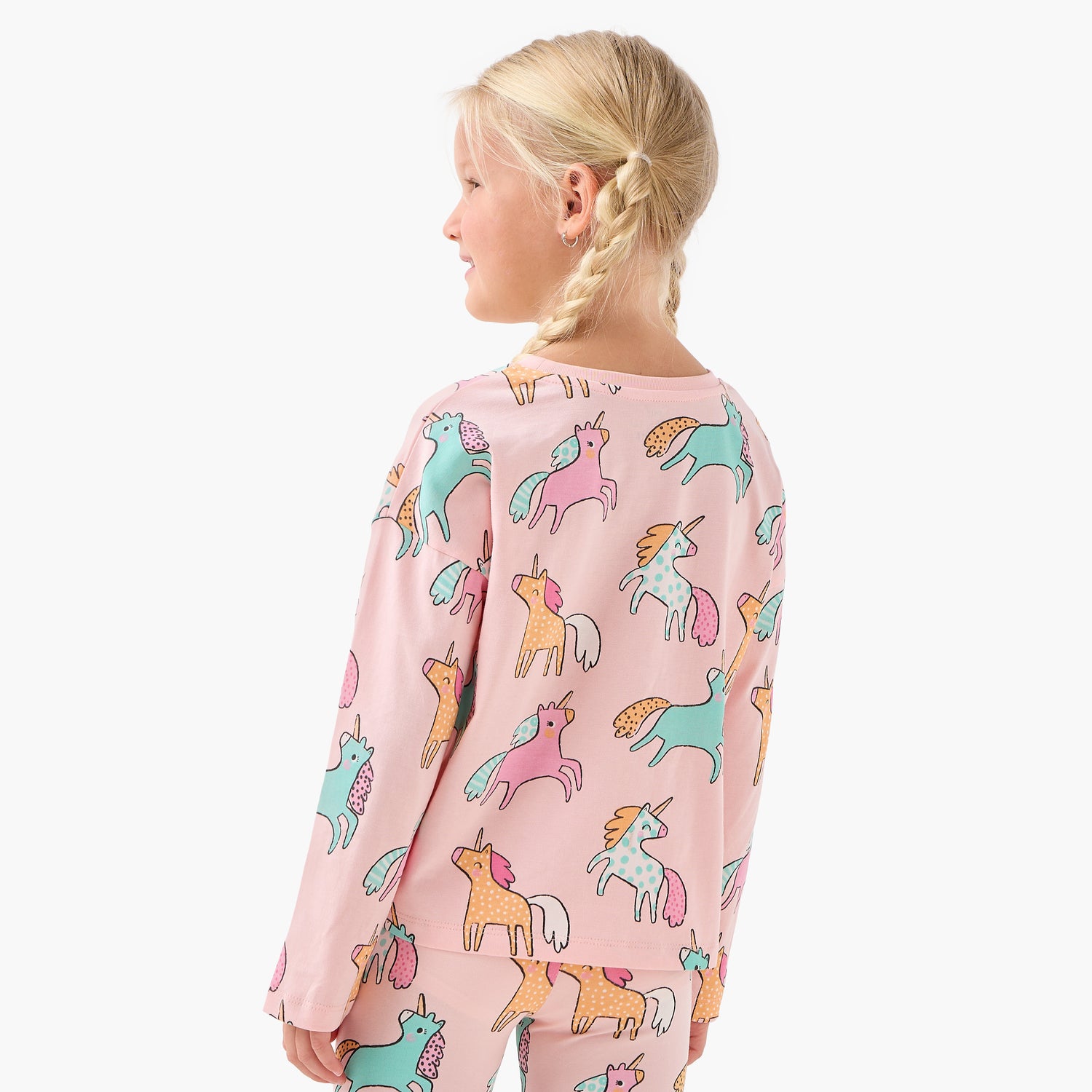 Juniors Girls Crew Neck T-shirt with Unicorn Print - Cotton - Long Sleeves
