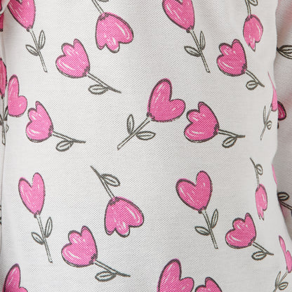 Juniors Polo Neck Short Sleeves T-shirt with Floral Print