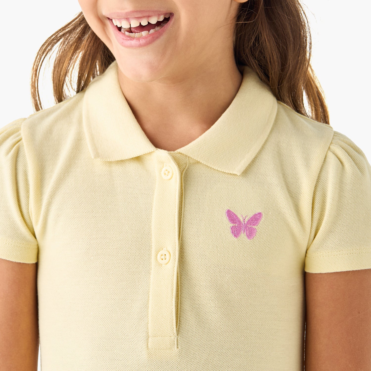 Juniors Embroidered Polo Dress with Short Sleeves