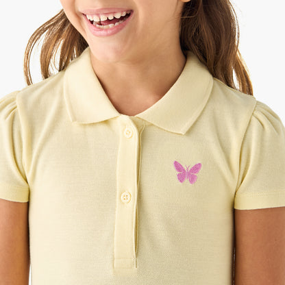 Juniors Embroidered Polo Dress with Short Sleeves