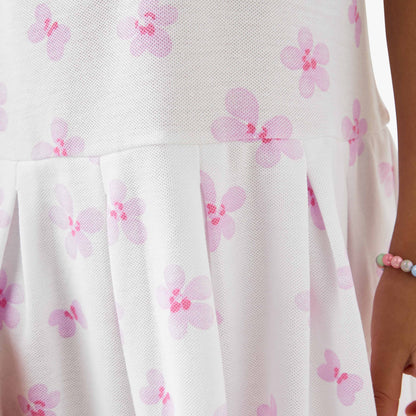 Juniors Printed Polo Dress with Short Sleeves