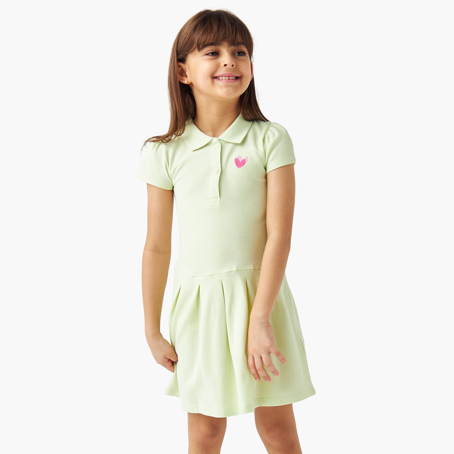 Juniors Embroidered Polo Dress with Short Sleeves
