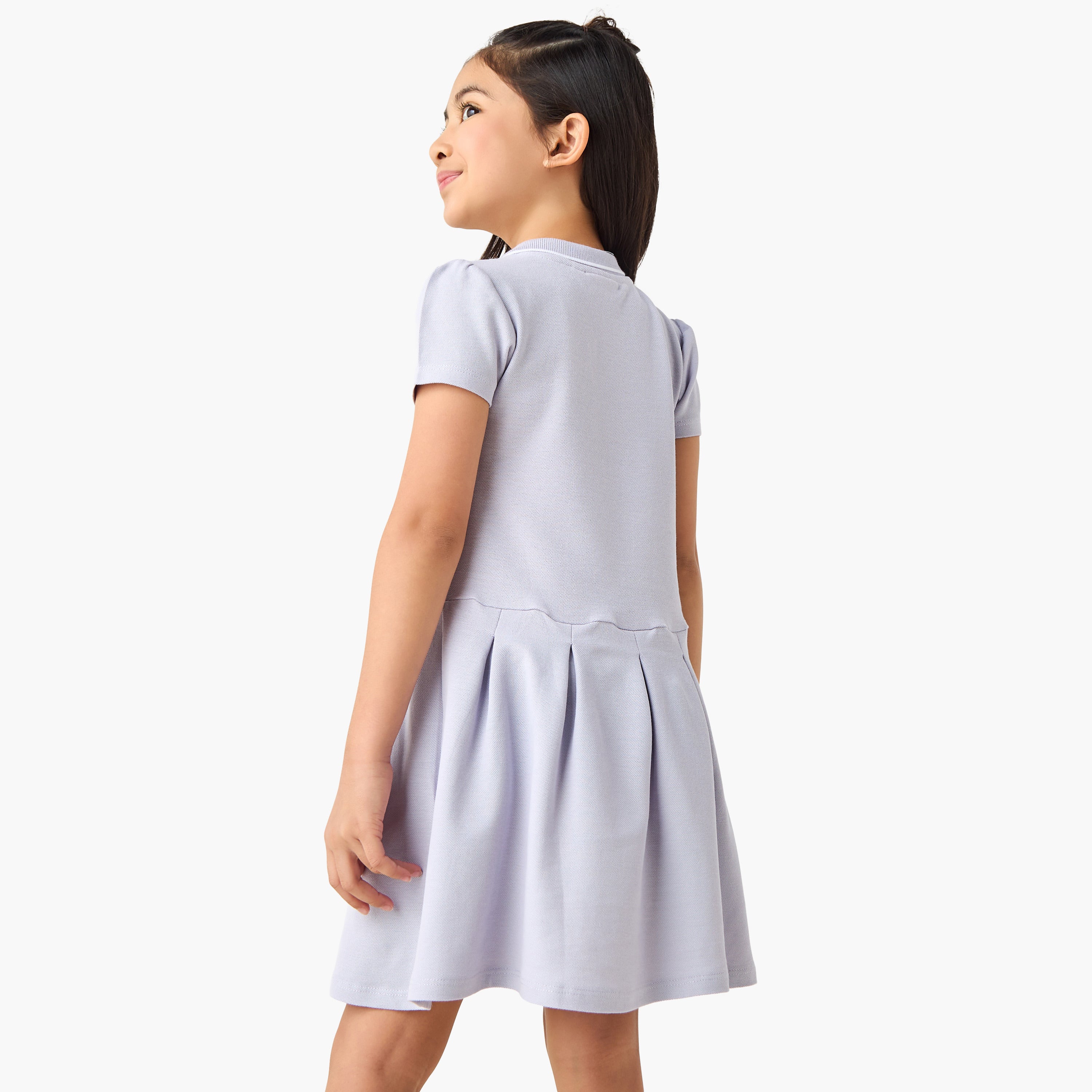 Juniors Collared Short Sleeves Knee Length Polo Dress