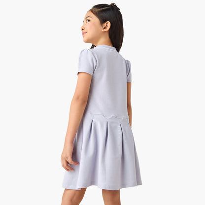 Juniors Collared Short Sleeves Knee Length Polo Dress