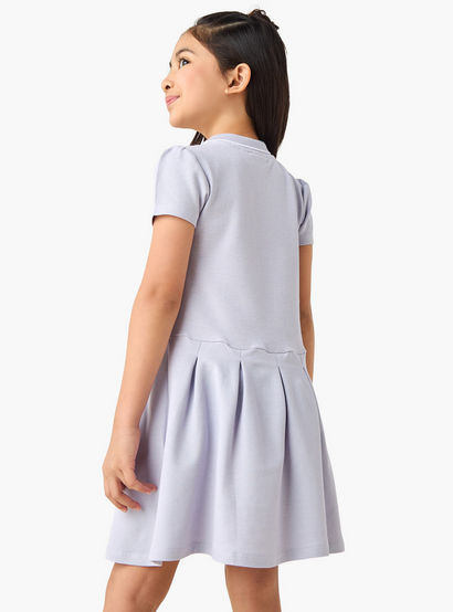 Juniors Collared Short Sleeves Knee Length Polo Dress-girls-clothing-dressesandjumpsuits-image-3