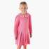Juniors Peter Pan Collar Long Sleeves Knee Length Dress with Butterfly Embroidery - Pink / 1-2 yrs