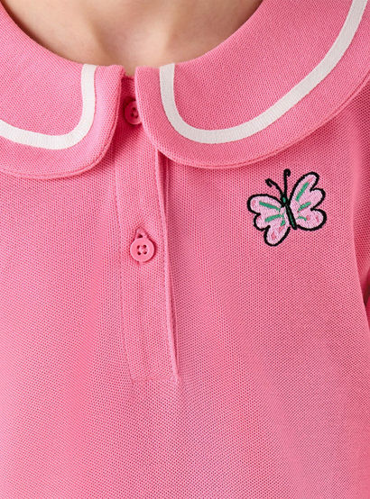 Juniors Peter Pan Collar Long Sleeves Knee Length Dress with Butterfly Embroidery-girls-clothing-dressesandjumpsuits-image-5