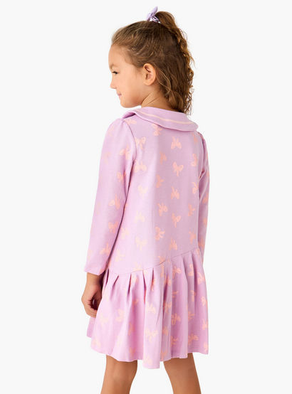 Juniors Peter Pan Collar Long Sleeves Dress with Button Placket-girls-clothing-dressesandjumpsuits-image-3